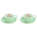 Easy Life Jardin Royal Pink Porcelánové šálky s podšálky na kávu zelené 2 x 100 ml, obrázek 2