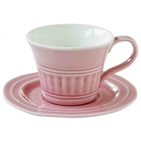 Easy Life Abitare Porcelánový šálek s podšálkem růžový 250 ml