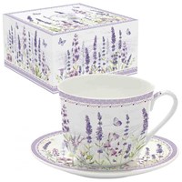 Easy Life Lavender Field Porcelánový šálek s podšálkem 400 ml