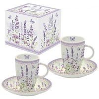 Easy Life Lavender Field Sada porcelánových šálků s podšálky 2 x 50 ml
