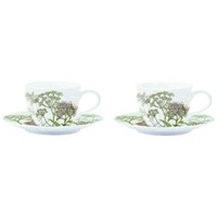 Easy Life Botanica Green Porcelánové šálky s podšálky na čaj 2 x 240 ml