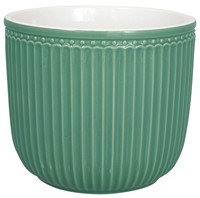 GreenGate Alice Keramický květináč Dusty Green střední 14 x 12 cm