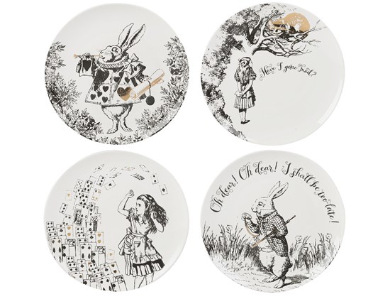 Creative Tops V&A Alice In Wonderland Porcelánové dezertní talíře 4 x 20,5 cm