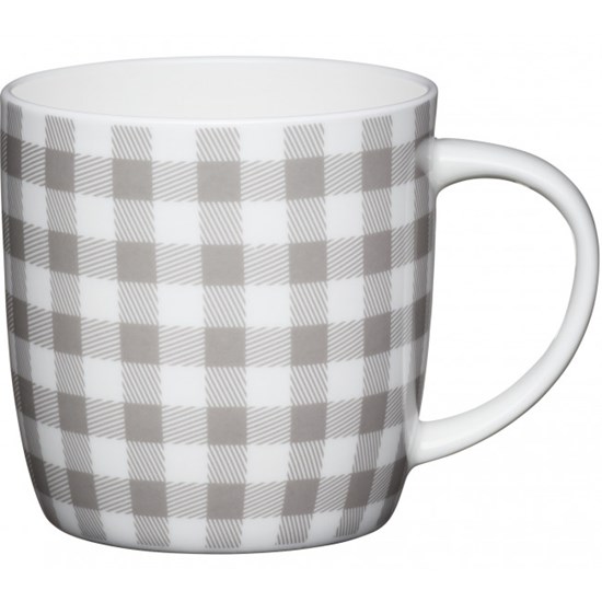 Kitchen Craft Porcelánový hrníček Grey Gingham 425 ml