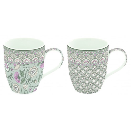 Easy Life Porcelánové hrnky Kalamkari Sage zelené 2 x 350 ml
