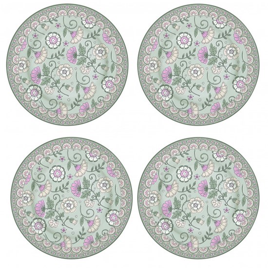 Easy Life Porcelánové dezertní talíře Kalamkari Sage zelené 4 x 19 cm
