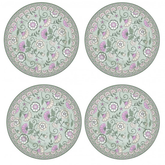 Easy Life Porcelánové dezertní talíře Kalamkari Sage zelené 4 x 19 cm