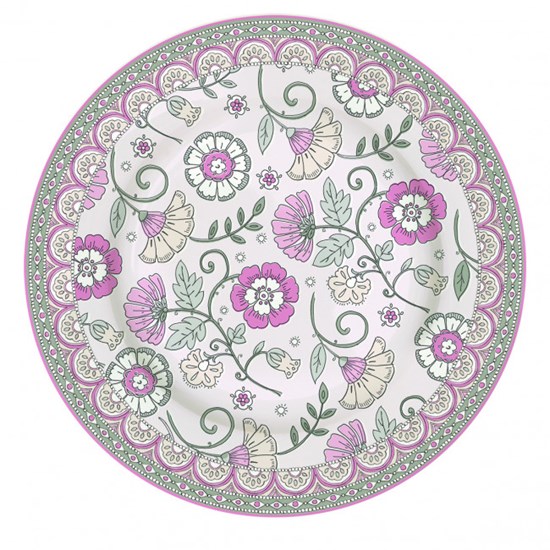 Easy Life Porcelánový dezertní talíř Kalamkari růžový 19 cm