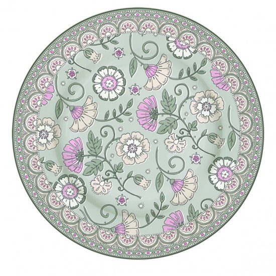 Easy Life Porcelánový dezertní talíř Kalamkari Sage zelený 19 cm