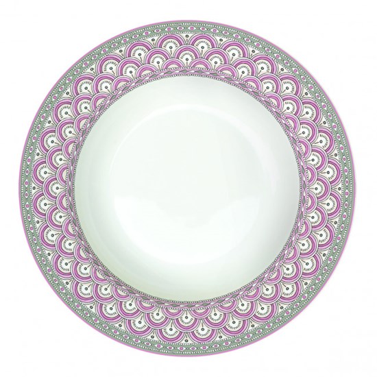 Easy Life Porcelánový polévkový talíř Kalamkari růžový 21,5 cm