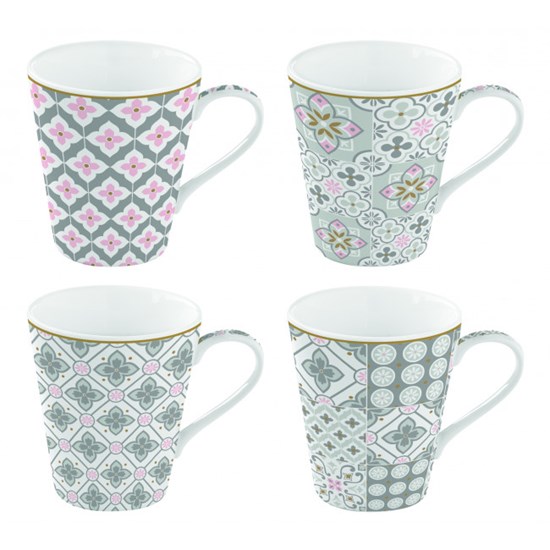 Easy Life Cups & Mugs Coffee Mania Porcelánové hrnky na kávu Tiles Grey 4 x 300 ml