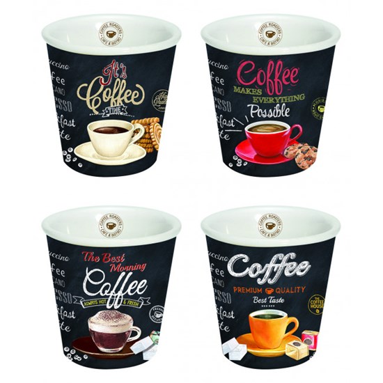 Easy Life Cups & Mugs Coffee Mania Porcelánové pohárky na kávu It´s Coffee Time 4 x 80 ml