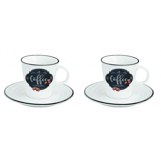 Easy Life Kitchening Kitchen Basic Porcelánové šálky s podšálky na espresso 2 ks