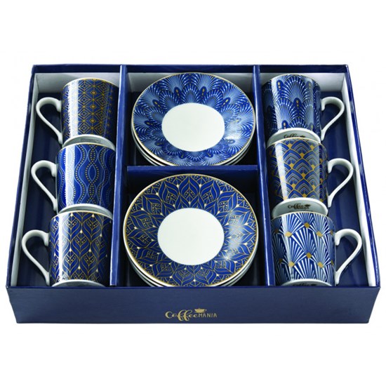 Easy Life Cups & Mugs Coffee Mania Porcelánové šálky s podšálky na kávu Art Deco 6 x 100 ml