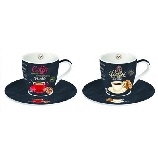 Easy Life Cups & Mugs Coffee Mania Porcelánové šálky a podšálky na kávu It´s Coffee Time 2 x 90 ml