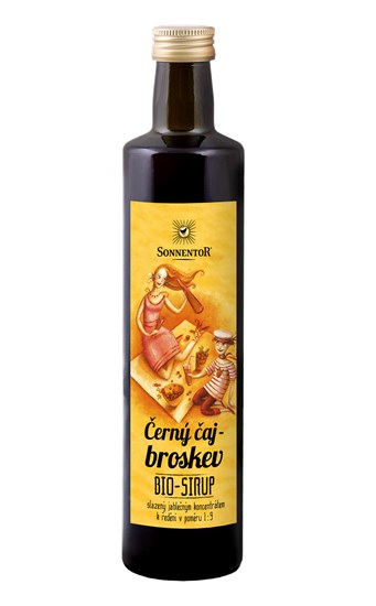 Sonnentor Černý čaj - broskev sirup bio 500 ml