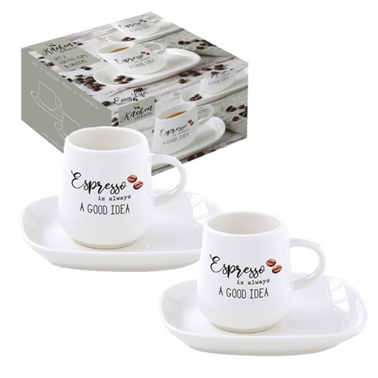 Easy Life Porcelánový hrnek na espresso Kitchen Elements 2 x 100 ml