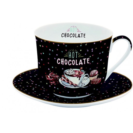 Easy Life Hot Chocolate Porcelánový šálek s podšálkem 400 ml