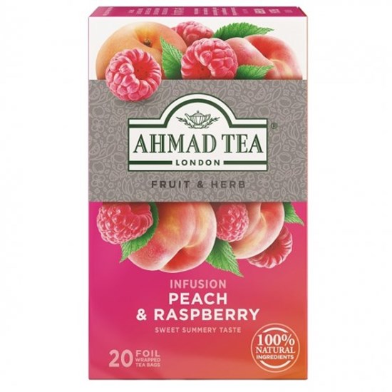 Ahmad Tea Ovocný čaj Broskev a malina 20 x 1,8 g