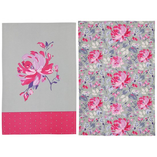 Kitchen Craft Kuchyňské utěrky Grey Floral 70 x 47 cm