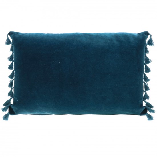 Unique Living Obdélníkový polštář Fenna modrý s třásněmi 40 x 60 cm