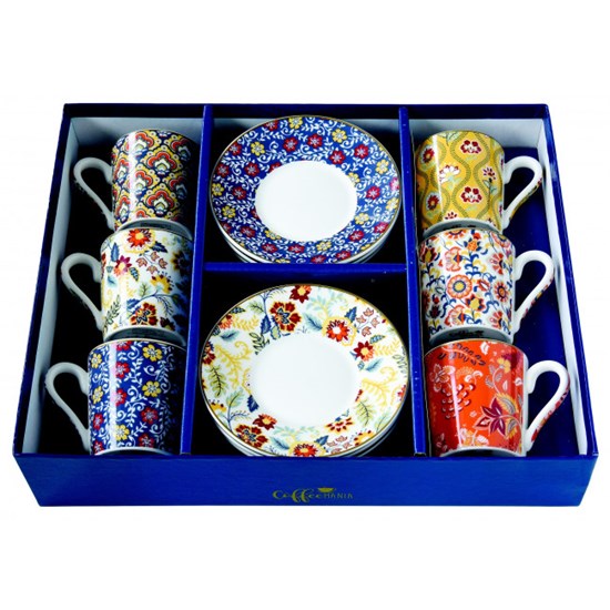 Easy Life Paisley Abundance Porcelánové šálky s podšálky na kávu 6 x 100 ml