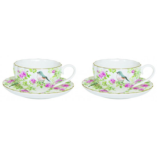 Easy Life Spring Time Sada porcelánových šálků s podšálky 2 x 100 ml