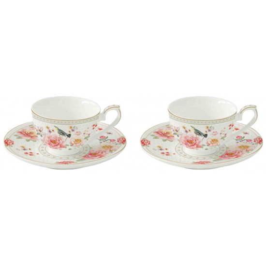 Easy Life A Day In The Garden Porcelánové šálky s podšálky na espresso 2 x 80 ml