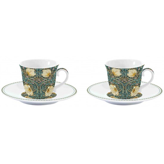 Easy Life William Morris Black Porcelánové šálky s podšálky na espresso 2 x 80 ml