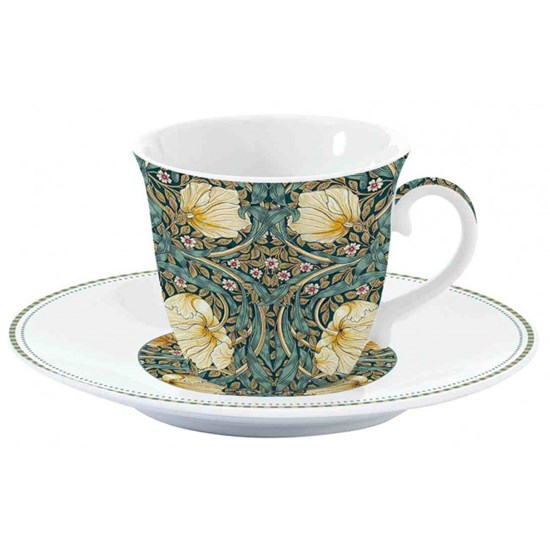 Easy Life William Morris Black Porcelánový šálek s podšálkem 200 ml