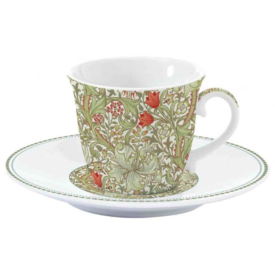 Easy Life William Morris Green Porcelánový šálek s podšálkem 200 ml