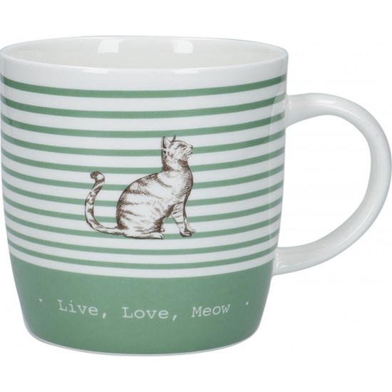 Kitchen Craft Stripe Cat Porcelánový hrníček 425 ml