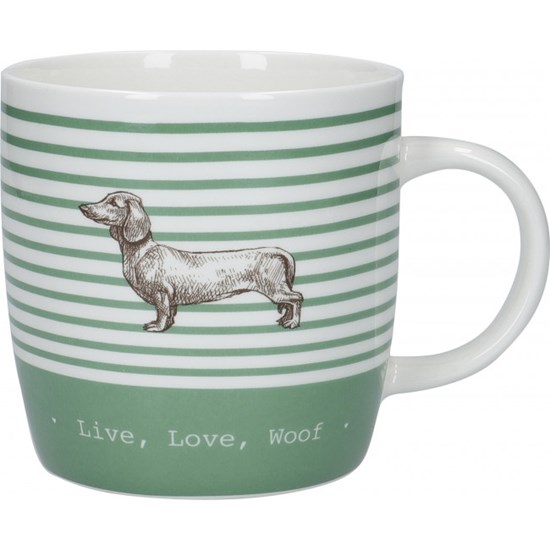 Kitchen Craft Stripe Dog Porcelánový hrníček 425 ml