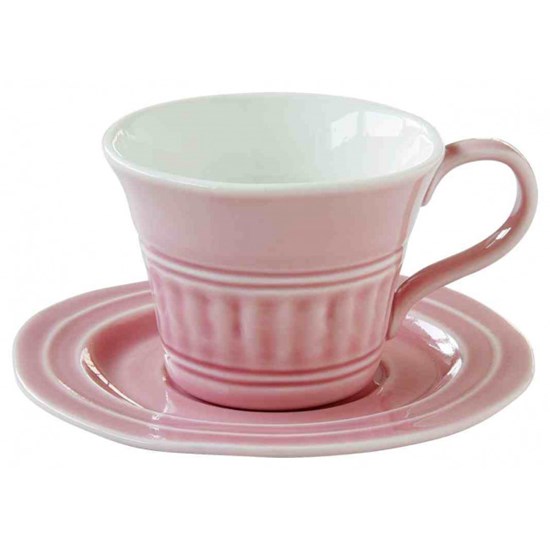 Easy Life Abitare Porcelánový šálek s podšálkem růžový 400 ml