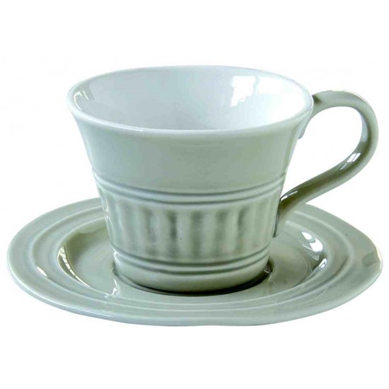 Easy Life Abitare Porcelánový šálek s podšálkem světle šedý 250 ml