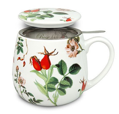 Könitz My Favourite Tea Porcelánový hrnek se sítkem s pokličkou Rose 420 ml