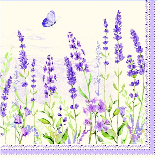 Easy Life Lavender Field Papírový ubrousek 33 x 33 cm