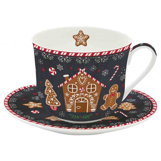 Easy Life Gingerbread Porcelánový šálek s podšálkem 400 ml