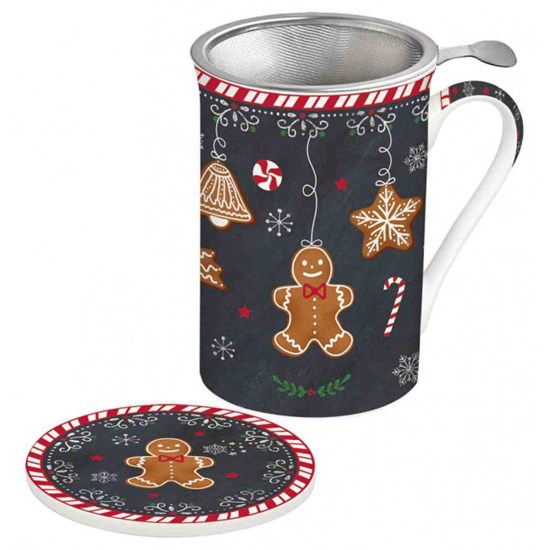 Easy Life Gingerbread Porcelánový hrnek s čajovým sítkem 300 ml