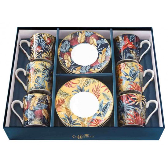 Easy Life Equatorial Porcelánové šálky s podšálky na kávu  6 x 100 ml