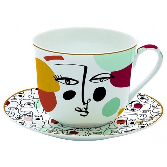 Easy Liife Modernism Porcelánový hrnek s podšálkem 400 ml