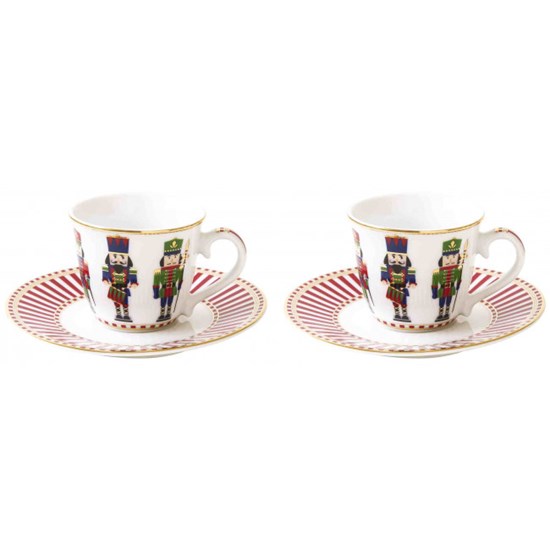 Easy Life Nutcracker Sada porcelánových šálků s podšálky 2 x 80 ml
