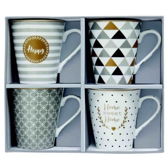 Easy Life Cups & Mugs Coffee Mania Porcelánové hrnky na kávu Happy 4 ks