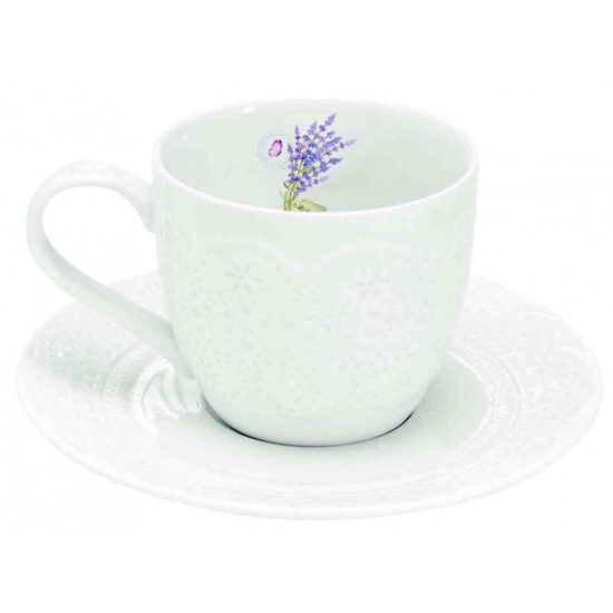 Easy Life Romantic Mood La Belle Maison Porcelánový šálek s podšálkem Lavender 250 ml