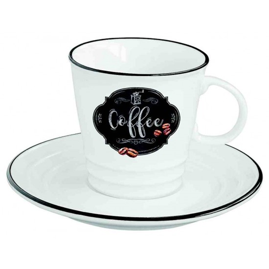 Easy Life Kitchen Basic Porcelánový šálek a podšálek na kávu 300 ml