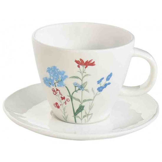 Easy Life Mille Fleurs Porcelánový šálek s podšálkem Blue 250 ml