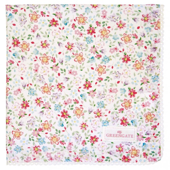 GreenGate Clementine Bavlněný ubrousek White 40 x 40 cm