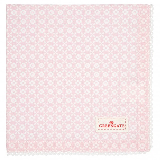 GreenGate Helle Bavlněný ubrousek Pale Pink 40 x 40 cm