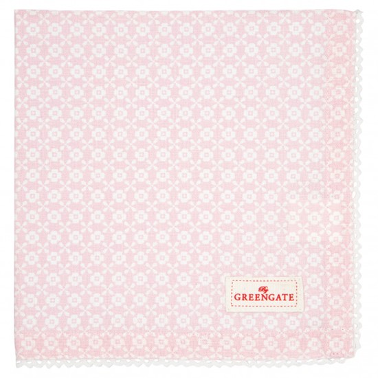 GreenGate Helle Bavlněný ubrousek Pale Pink 40 x 40 cm