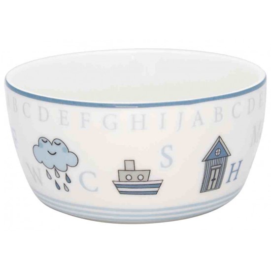 GreenGate Charlie Blue Dětská porcelánová miska 12,2 cm